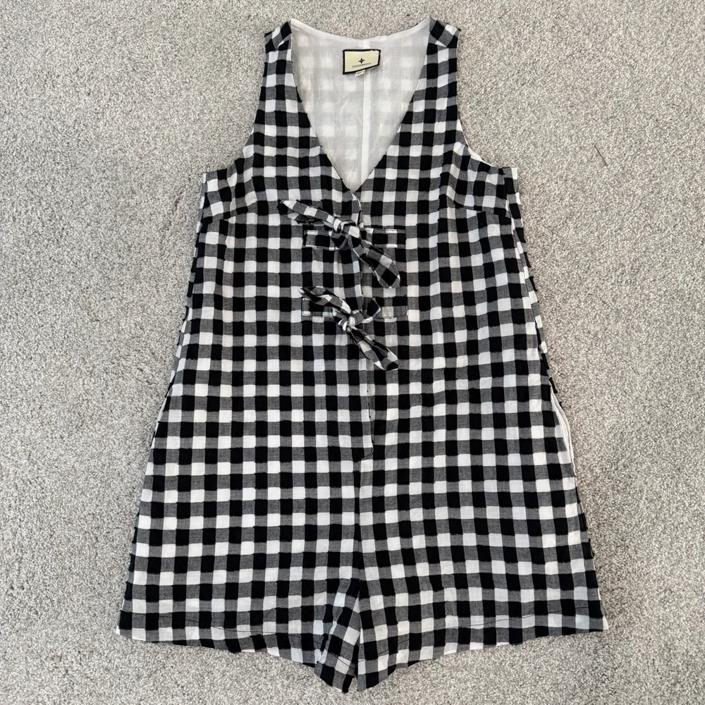 Tuckernuck Myla Romper in Black & White Gingham XXS